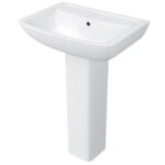 Kartell 550MM Studio Square Single Tap Hole Basin With Semi Pedestal, White