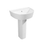 Kartell K-Vit Genoa Round 550mm 1TH Basin With Full Pedestal, White Finish